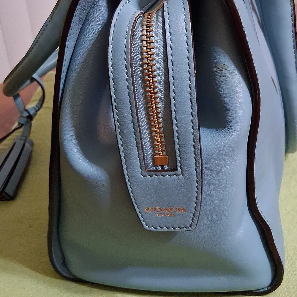 Coach Chelsea Carryall Elegant Robin Egg Blue Leather Satchel Bag - Picture 5 of 11